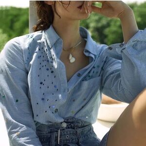 Anthropologie • Pilcro • The Cate Sequined Classic
Buttondown Shirt XS